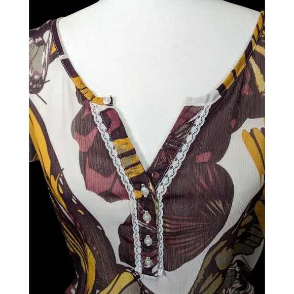 Vintage Royal Chicks Bohemian Butterfly Semi Sheer Top Size Medium - Picture 3 of 12
